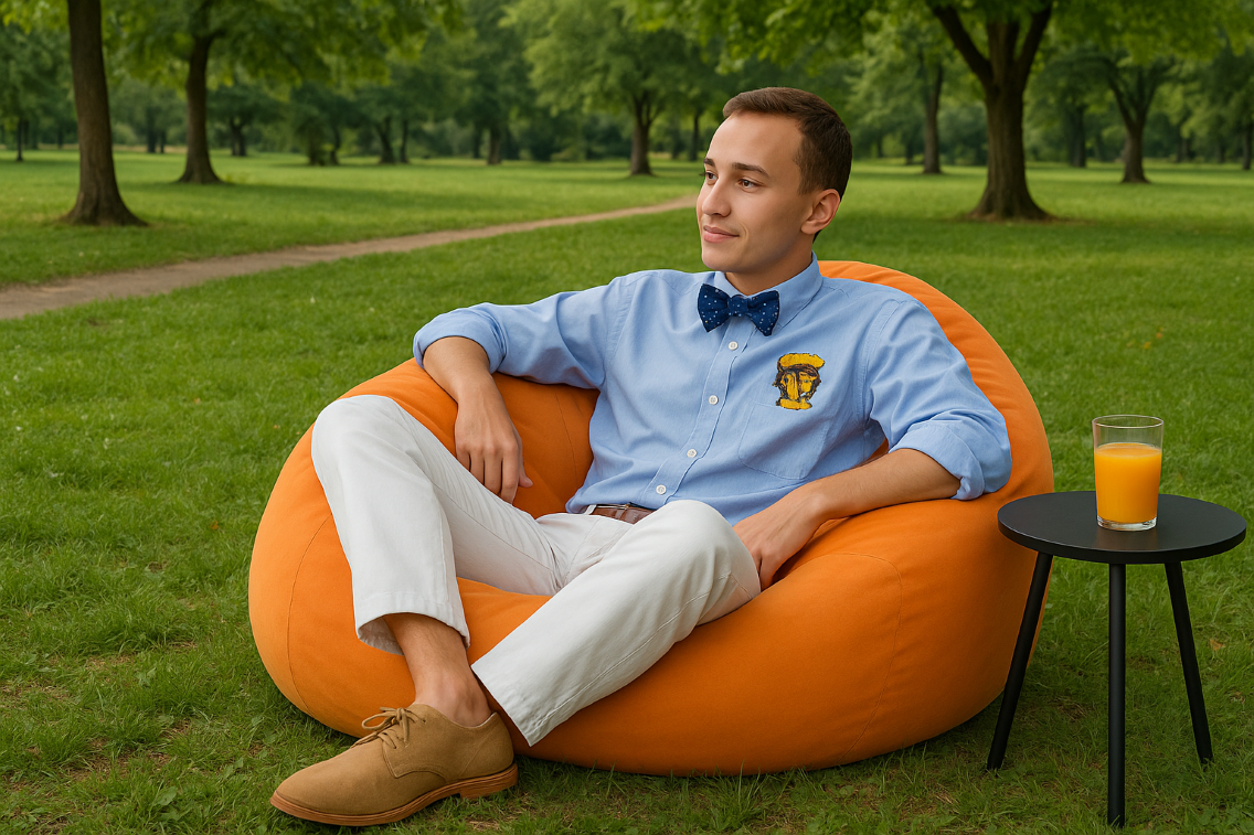 Sedací vak guľa semišová oranžová EMI